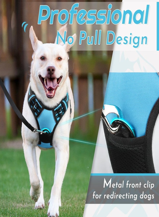 Eagloo Dog Harness Medium Sized Dog, No Pull Service Vest with Reflective Strips and Control Handle, Adjustable and Comfortable for Easy Walking, No Choke Pet Harness with 2 Metal Rings, Sky Blue, M - Image 3